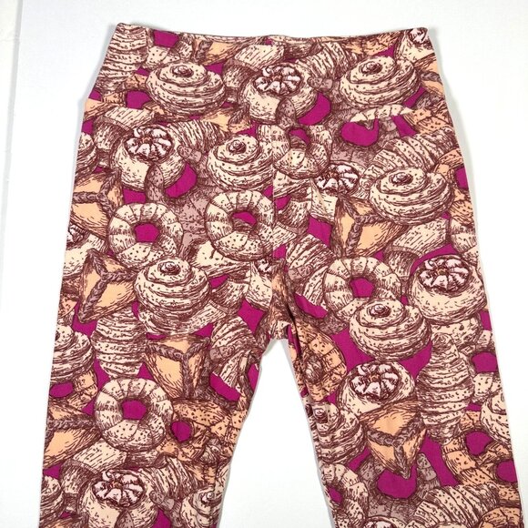LuLaRoe Pastries Croissants Donuts Leggings Unicorn RARE HTF LLR New One Size OS - Picture 2 of 6